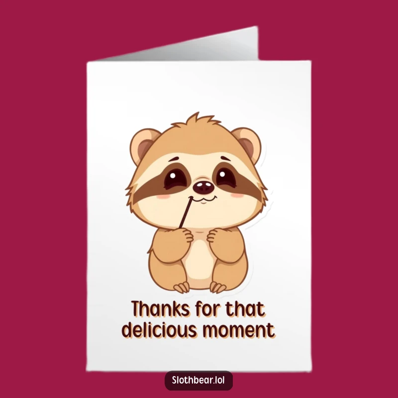 Free Printable Thank You Card: Curious Sloth Bear Sniffing Funny Downloadable Gift