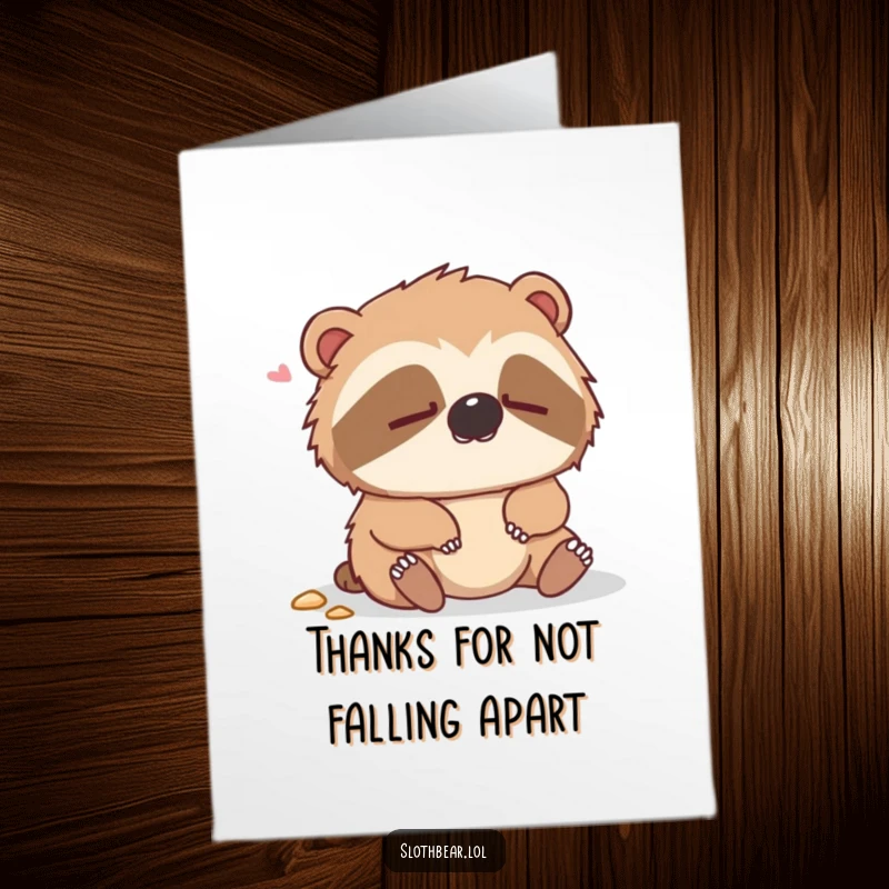 Funny Free Printable Thank You Card: A dazed sloth bear looking a bit wobbly after a minor fall, great for saying thanks.