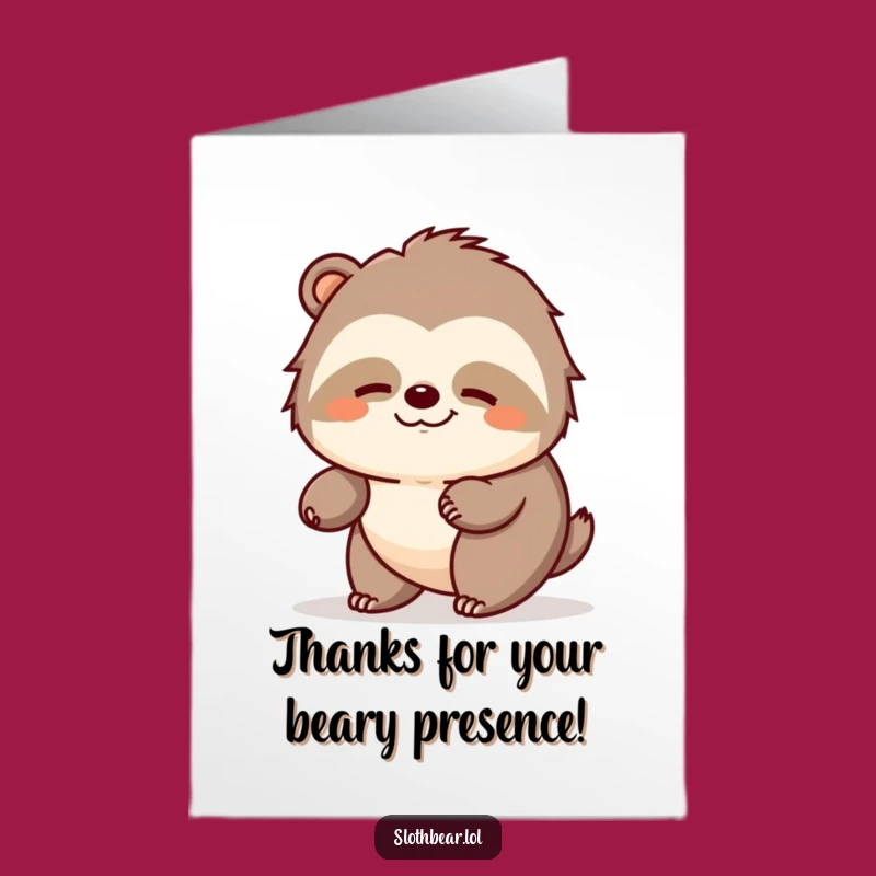 Free Printable Thank You Card: Peaceful Sloth Bear Amble Downloadable Gift