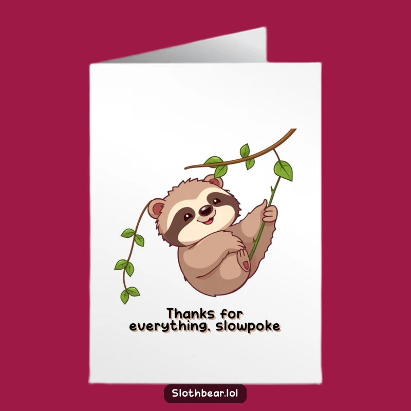 Sweet Free Printable Thank You Card: Sloth Bear & Vine - DIY Gift!
