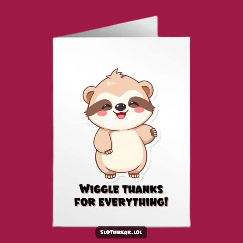 Thank You Card: Free Printable Sloth Bear Wiggle, Cute Downloadable