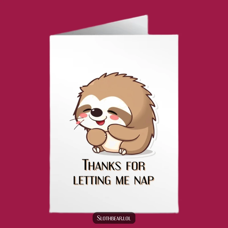 Free Printable Kawaii Sloth Bear Thank You Card - Funny Yawning Bear Downloadable