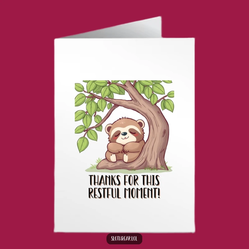 Free Printable Thank You Card: Sleepy Sloth Bear, A Cozy and Gentle Downloadable Gift