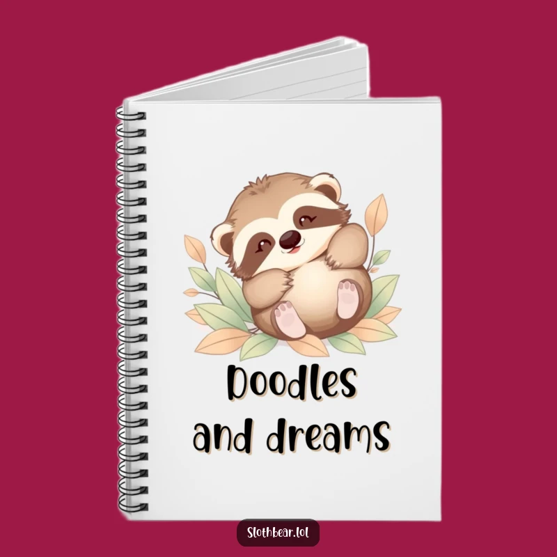 Funny Baby Sloth Bear Leaves Journal - Cute & Playful Stationery