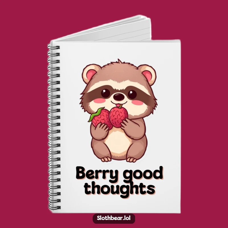 Funny Kawaii Sloth Bear Berry Notebook - Journal Your Sweet Thoughts Gift