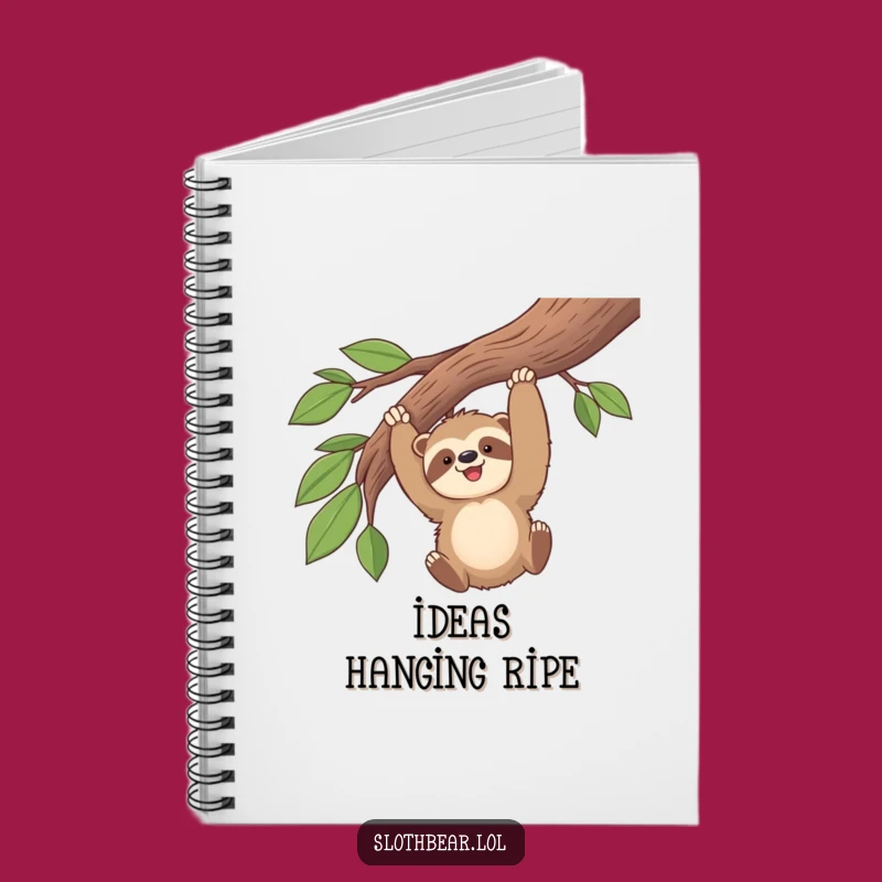 Funny Kawaii Sloth Bear Swinging Notebook - Journal Your Hilarious Thoughts Gift