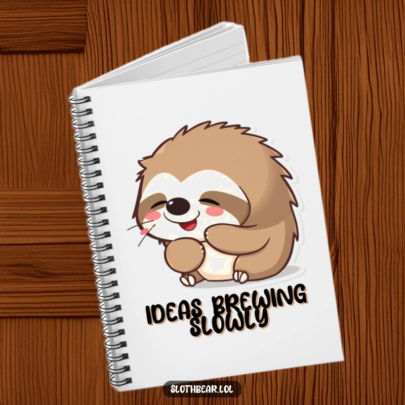Funny Kawaii Sloth Bear Yawning Notebook, featuring a sleepy bear design, ideal for writing, journaling, or sketching with a humorous touch.