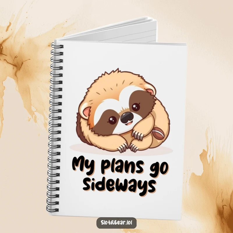Funny Notebook with a sloth bear cub in a playful tumble, ideal for capturing fun thoughts and ideas.