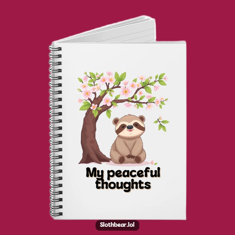 Funny Sloth Bear Blooming Tree Notebook – Jot Down Your Calm Thoughts!
