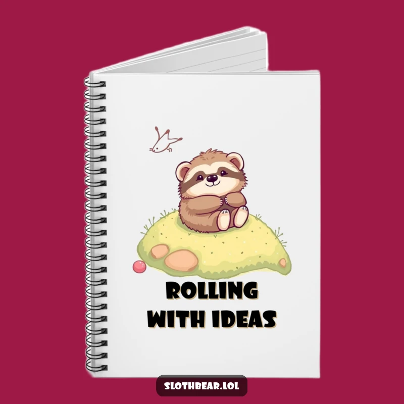 Funny Kawaii Sloth Bear Rolling Notebook - Journal Your Playful Thoughts Gift