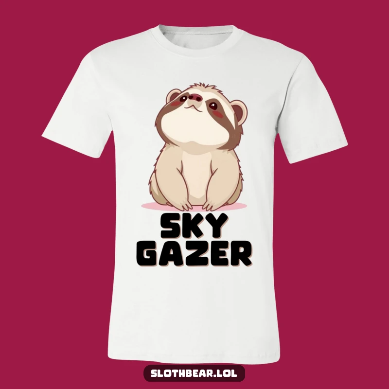 Funny Sloth Bear Sky Gaze T-Shirt: Whimsical Animal Tee, Ideal Funny Gift!