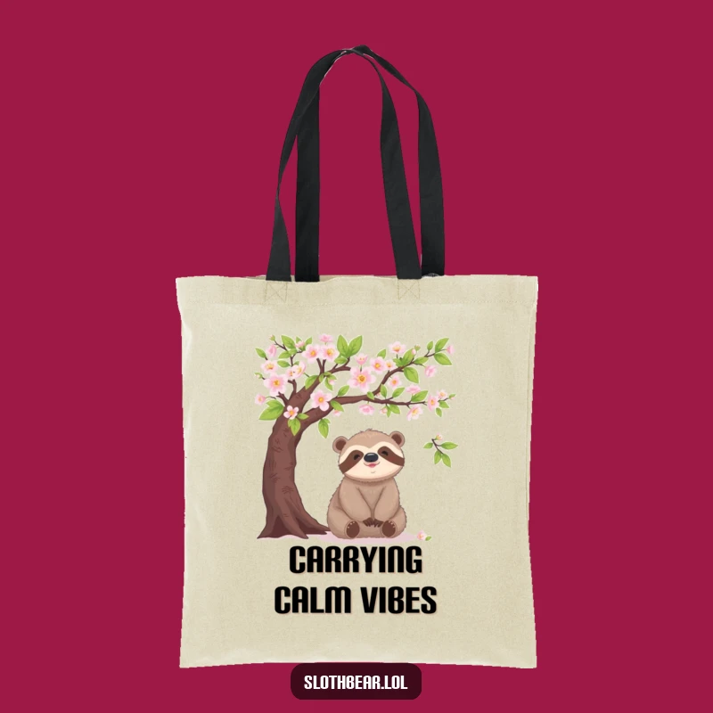 Funny Sloth Bear Blooming Tree Tote Bag – Carry Your Calm!
