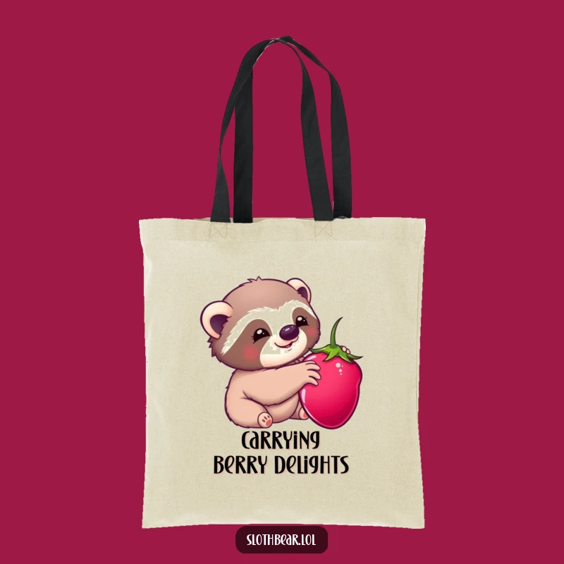 Funny Kawaii Sloth Bear Berry Tote Bag: Carry Your Sweetness Everywhere