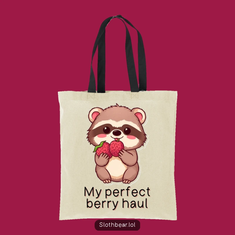 Funny Kawaii Sloth Bear Berry Tote Bag - Chic & Hilarious Carry-All Gift