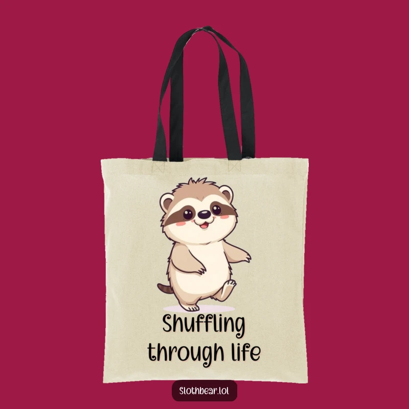 Funny Sloth Bear Tote Bag: Happy Shuffle Design, Eco-Friendly Gift