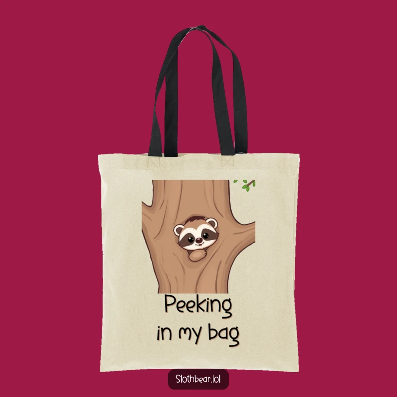 Funny Kawaii Sloth Bear Peek Tote Bag: Carry Your Curiosity Everywhere